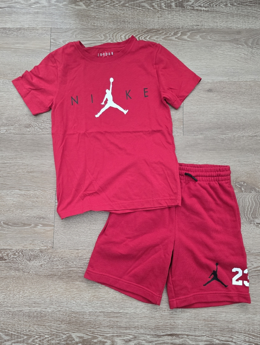 Jordan Kids Red Short Sleeve Tee and Shorts Set